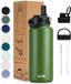 VANN® Bouteille à boire en acier inoxydable à 3 parois 1 Litre avec paille pour adultes – Avec 5 accessoires – Thermos – 24 heures froid/12 heures chaud – Vert – VANN Ultimate Bottle®