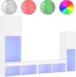 vidaXL Wandmeubelset met LED-verlichting, weiß, aus Holzfaser