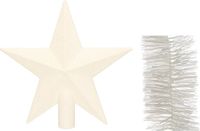 Decoris Kaemingk B.V. Kerstversiering kunststof glitter ster piek 19 cm en folieslingers pakket winter wit
