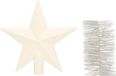 Decoris Kaemingk B.V. Kerstversiering kunststof glitter ster piek 19 cm en folieslingers pakket winter wit