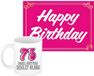 Bellatio Decorations Verjaardag cadeau koffiemok thema 75 jaar - voor een vrouw - echt oud - met knalroze Happy Birthday wenskaart - A5 formaat