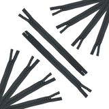 Trimz 25 cm Zwart one-Way End Stop Zip met 4mm Tanden 10 Stks
