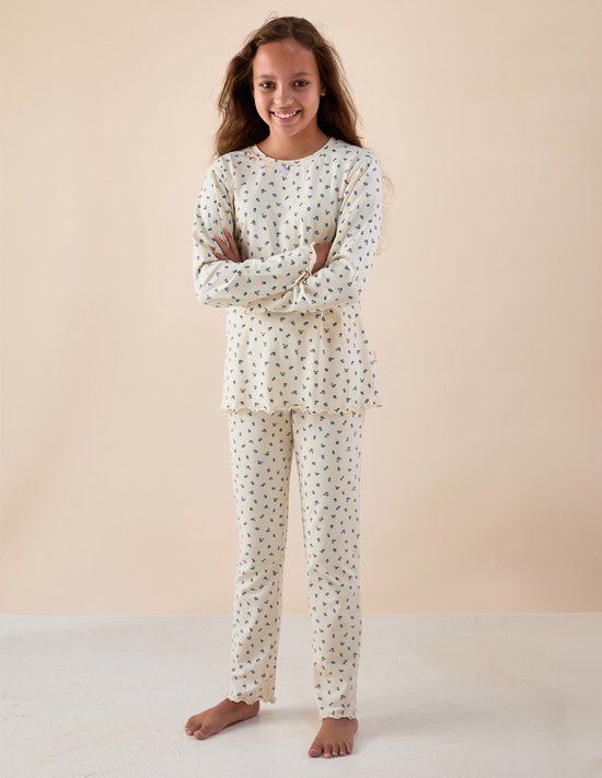 Little Label Emma Pyjama Meisjes Roosjes Blauw 92