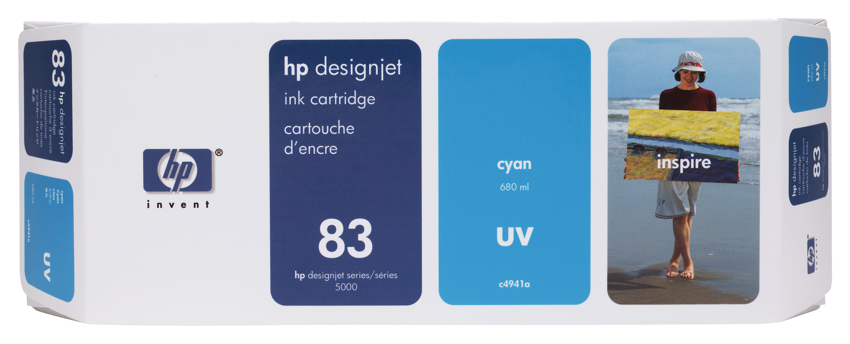 HP 83 680-ml Cyan DesignJet UV Ink Cartridge single pack / cyaan