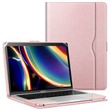 FINTIE Hoesje compatibel met MacBook Air 13,6 inch (2024/2022) M3/M2 Chip, Macbook Air 13,3 inch (2020-2018), MacBook Pro 13 inch (2020-2016), premium PU-lederen beschermende foliohoes, roségoud