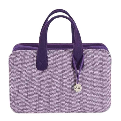 KnitPro Snug Doctor Rechthoekige designtas voor het opbergen van accessoires, gevoerde stof, paars, 38 x 24 x 15 cm