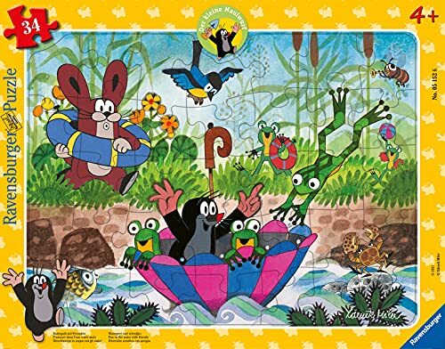 Ravensburger Kinderpuzzle 05152 - Badespaß mit Freunden - 34 Teile Maulwurf Rahmenpuzzle für Kinder ab 4 Jahren