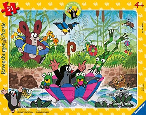 Ravensburger Kinderpuzzle 05152 - Badespaß mit Freunden - 34 Teile Maulwurf Rahmenpuzzle voor Kinderen vanaf 4 Jaar