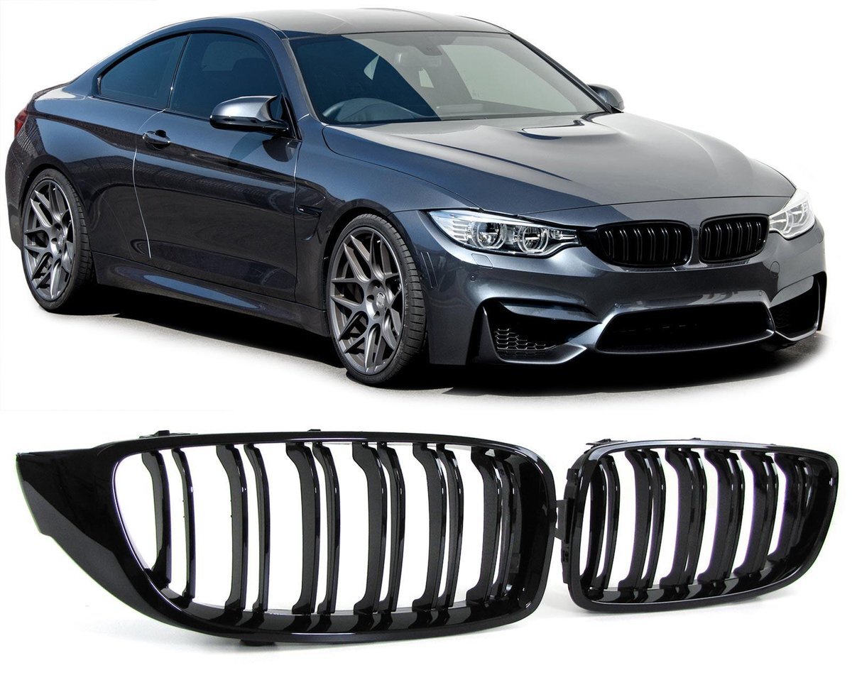 No Name Grill Nieren Dubbele Spijl M Performance Look Piano Lak Zwart Glanzend Bmw 4 Serie F32 F33 F36 F80 F82 M3 M4 Coupe Grandcoupe Cabrio 320 328 335 340 420 428 435 440