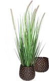 Mega Collections Pebblo Plantenpot/bloempot - 2x - Keramiek/geglazuurd - Bruin - Druppels - D15 x H13 cm