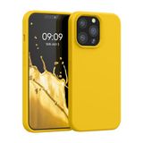 kwmobile telefoonhoesje geschikt voor Apple iPhone 13 Pro - Hoesje met siliconen coating - Smartphone case in stralend geel