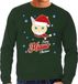 Bellatio Decorations Shoppartners Bv Foute Kersttrui - sweater - Merry Miauw Christmas - kat / poes - groen - voor heren - kerstkleding - dieren thema M