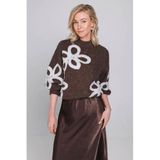 Accentil wollen top - donkerbruin/ecru
