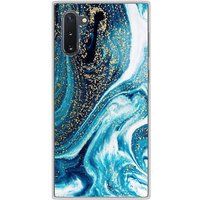 Samsung Galaxy Note 10 Marbre bleu paillete bedrukt siliconen hoesje