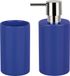 Spirella Badkamer accessoires set - zeeppompje/beker - porselein - donkerblauw