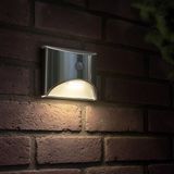 RexTech Solar wandlamp buiten 'Flint' - Warm wit licht - Met bewegingsmelder - Tuinverlichting op zonne-energie - Luxe wandlamp - RVS