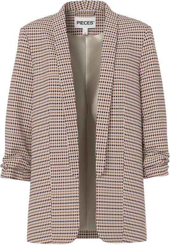 Pieces Blazer Pcbosella 3/4 Printed Blazer Noos B 17126850 Silver Mink/houndstoot Dames Maat - XL