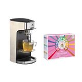 Senya SYPK-011C Theemachine, elektrische theepot Creme Tea Time & de ontdekkingsset bestaande uit 72 zakjes, 2 marmotten, kunststof, 550 ml, zwart, crème