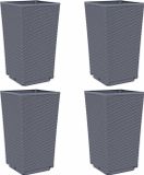 vidaXL Plantenbakken 4 stuks 32,5x32,5x57 cm polypropeen blauwgrijs