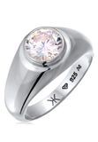 KUZZOI Ring Heren Unisex Zirkonia Kristallen Wit 925 Sterling Zilver