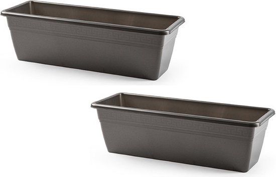 PLASTICFORTE 3x Plantenbak Antraciet Grijs Rechthoekig 50 x 17 x 15 cm - PlasticForte