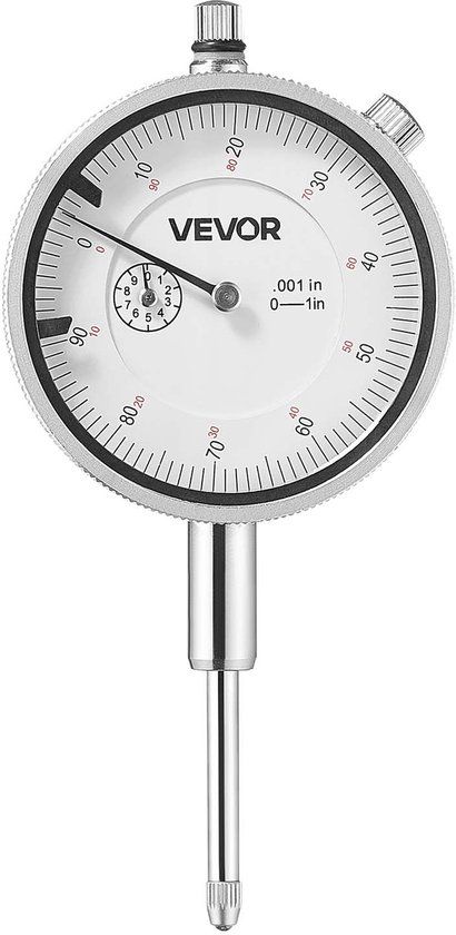 VEVOR Meetklok, Nauwkeurigheid 0,03 mm, Meetbereik 0-25,4 mm, Gemakkelijk af te lezen Grote Wijzerplaat, Professioneel voor Binnendiametermeting, Afwijkingsdetectie, Vlakheidstesten