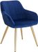 Happyment Fauteuil de salle à manger de luxe - Velvet Bleu/or - Fauteuils avec accoudoir - Fauteuils de salon - Fauteuils de cuisine - Siège baquet - 1 pièce