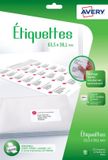 Avery J8160-12, Wit, Afgeronde rechthoek, Permanent, A4, Papier, Inkjet