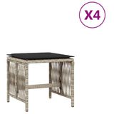 vidaXL Tuinkrukken - Set van 4 - Poly Rattan - Lichtgrijs