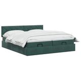 vidaXL Ottoman Bed with Mattress and Headboard, Dark Green Velvet, Double Size