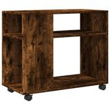VidaXL Bijzettafel met wieltjes 70x35x60 cm hout gerookt eikenkleurig