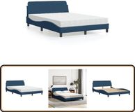 vidaXL Lit avec matelas "Hvar" tissu bleu 120x200 cm