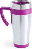 Merkloos / Sans marque RVS Warmhoudbeker/thermos isoleer koffiebeker/mok - zilver/roze - 450 ml - Reisbeker