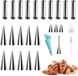 Mal en mousse 27 pièces éplucheur moule tabouret acier inoxydable douilles moule à pâtisserie avec sac à douille en silicone brosse de nettoyage idéal pour la pâtisserie rouleaux de mousse cornes pâtisserie créative