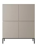 Selsey Commode kast opbergkast 100 cm 4 deuren 8 vakken beige zwarte poten Bemmi