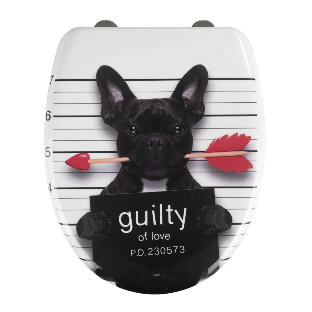 WENKO Guilty Dog Toiletbril Duroplast Zwart, Wit, Rood 1920g