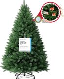 COMHOMA Bol Kunstkerstboom 195CM-TESTSIEGER- Easy-Fold-System, Lebensecht & Weelderig - met DIY-kaarten & lint, Stabiele metalen standaard, Groen