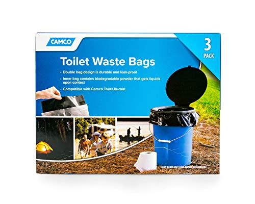 Camco 41546 Toiletzitting met lekvrije afvalzakken - Draagbaar toilet voor 5 gallon emmers