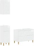 vidaXL - 3-delig - badkamerkast - set - DELFT - Hoogglans - Wit - Bewerkt - hout