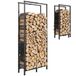 Outsunny Étagère à bois - Acier - 75,5 x 25 x 170 cm - Noir