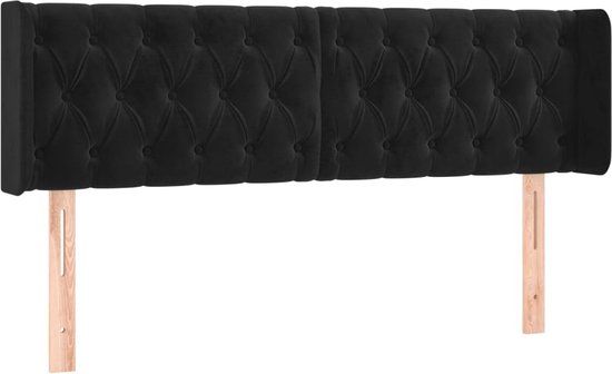 vidaXL Hoofdbord Zwart Fluweel 147x16x78/88 cm