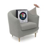 FAVERTI Clubfauteuilhoes met stoelhoes, zeer elastisch, compatibel met IKEA TULLSTA en Bakla, model Novelle, lichtgrijs, hoogwaardige jacquard-stof, katoen