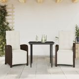 Maison Exclusive - Ensemble de bistro 3 pièces avec coussins, polyrotin marron