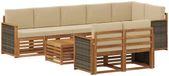 vidaXL - Salon d'angle - Acacia massif - Naturel et beige - 4 places
