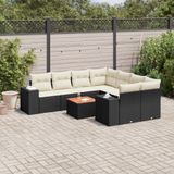 Maison Exclusive - Salon de jardin, 9 pièces, avec coussins, noir, en polyrotin