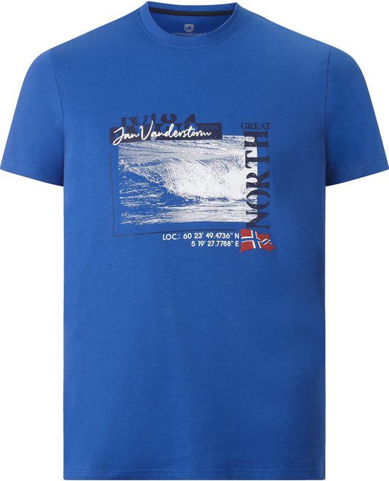 Jan Vanderstorm herren T-Shirt - 80/82 - koningsblauw - Plus Size