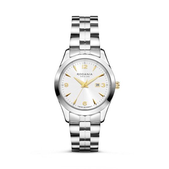 Rodania R12018 Geneva Date Polshorloge Dames Zilverkleurig