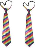 Merkloos 2x Gestreepte stropdassen regenboog print - Hippie - Gay pride - Carnaval verkleed accessoire