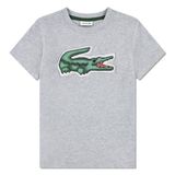 Lacoste T-shirt grijs Jongens Katoen Ronde hals Logo - maat 176