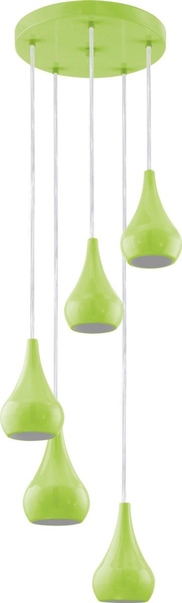 EGLO Nibbia - Hanglamp - 5 Lichts - Groen | Staal | E14 | Groen